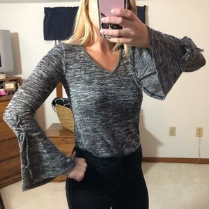 BAR III Gray Bell Sleeve Sweater Size XS